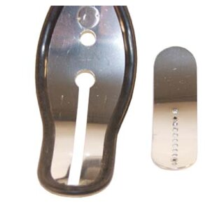 Slotted hole secure (removable) for front shield of chastity belts